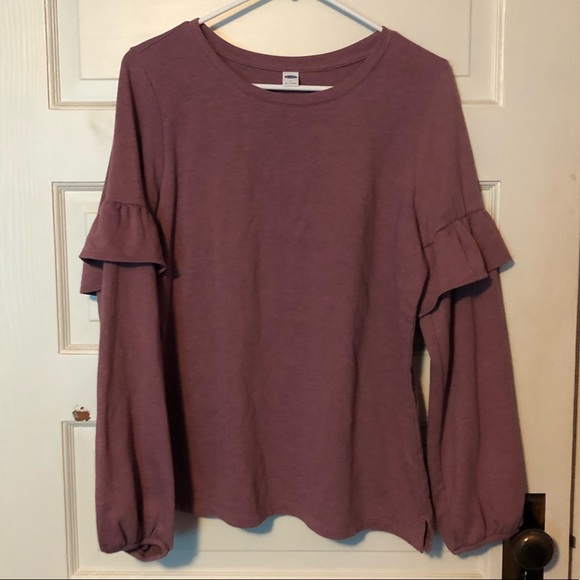 Mauve Ruffle Sleeve Sweatshirt - Picture 1 of 5